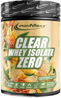 IronMaxx Clear Whey Isolate Zero, 400 g Dose, Green Tea Honey