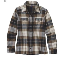 Patagonia Women’s Fjord Flannel Size 4 Brown Plaid Tree Crown Carbon