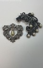 Silver & Gunmetal Tone Faux Pearl textured Brooch Lot 35.6g — photo 1