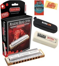 Hohner Marine Band 1896 Harmonica - Key of D w/ Instructional Book