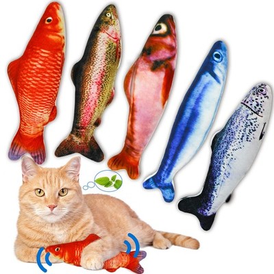PJLJY 5Pcs Catnip Toy, Plush Fish Cat Red, Orange, Pink, or Blue 