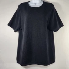 Charter Club 2-Ply Cashmere Sweater Sz XL Black Short Sleeve Crew Neck