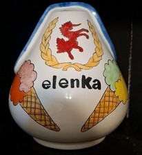 Vtg Nino Parrucca Elenka Ceramic Ice Cream/Gelato Jar Sicilian Folk Art Unicorn