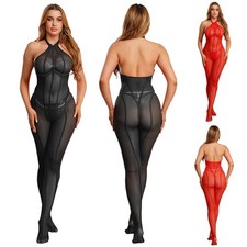 Womens Shiny High Cut Thong Bodysuit Leotard One Piece Bikini Monokini Nightwear