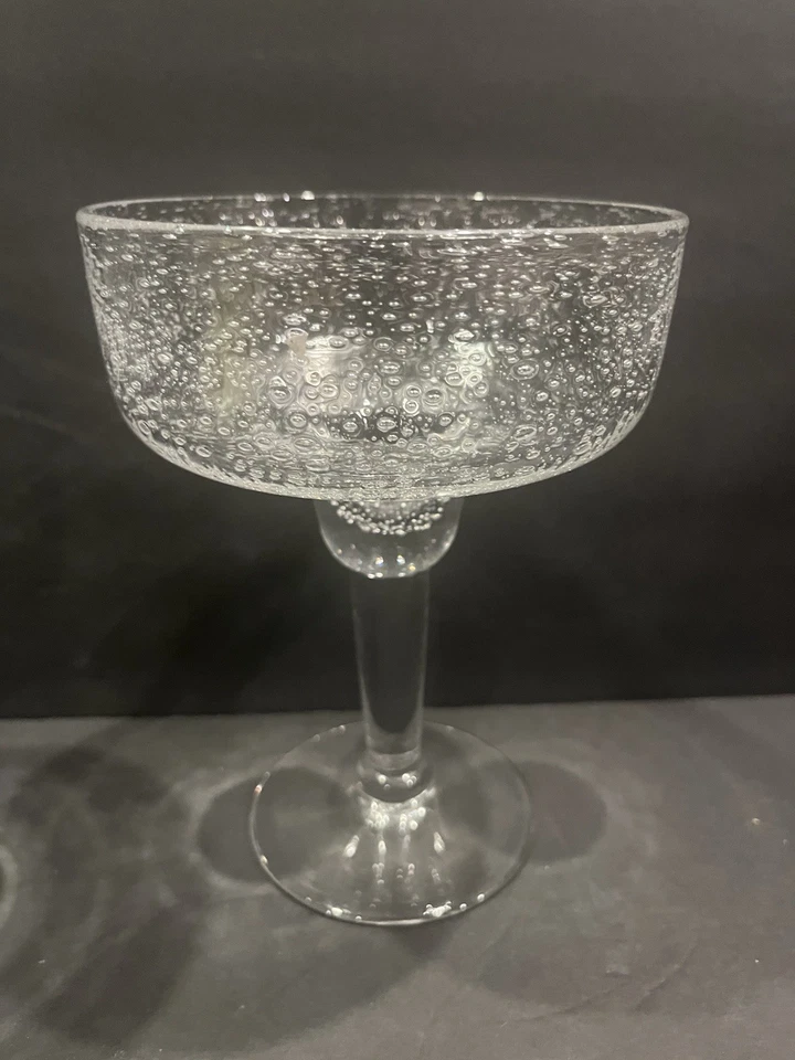"3 vasos de margarita de burbujas grandes vintage transparentes de 7"" de alto nunca usados vidrio pesado" Foto 3 de 4
