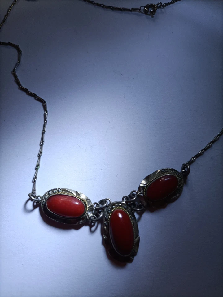 collana corallo e argento - Immagine 4 di 4