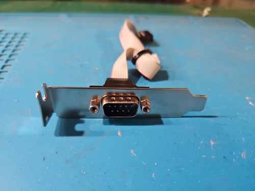 DB9 DB-9 RS232 9-Pin Com Port Serial Header w/ Ribbon Cable Low Profile Bracket