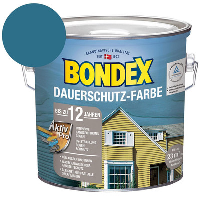 Bondex Dauerschutz-Farbe Taubenblau Holzfarbe Holzschutz 2,5 Liter