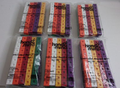 6-New Hand2Mind Set of 100 Linking Snap Cubes 10 Colors Manipulative Math Cubes