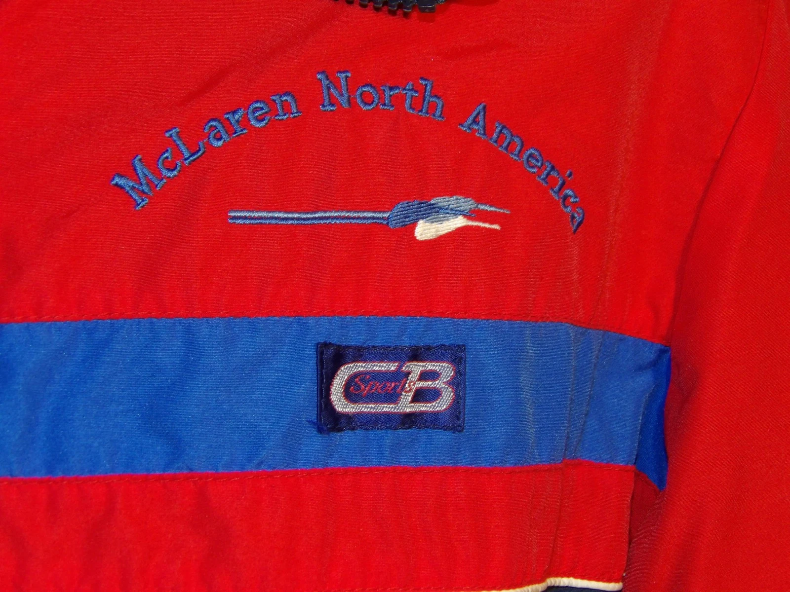 VINTAGE 1985 "McLAREN NORTH AMERICA" EMBROIDERED JACKET! CB SPORTS! RED & NAVY S image 2