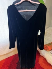 Vtg 1990’s Valerie Stevens Black Velvet Lux Slip Dress NWT Silk