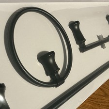 Glacier Bay Oswell 4 Piece Bath Hardware Set w/24" Towel Bar in Matte Black