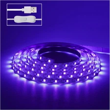 6.6FT/2M LED Black Light Strip - 120 Units LED UV Wick 395-400Nm, USB DC 5V Flex