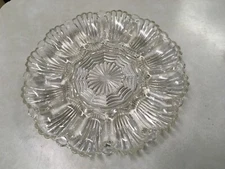 Vintage deviled egg glass fan wave pattern