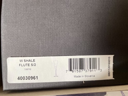 WATERFORD Crystal (2) SHALE GRAY Champagne Flutes SET OF 2 Glass - W COLLECTION - Picture 2 of 2