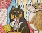 Finnish Lapphund in Quarantine Collectible Dog Art Print 4x6 by Artist Ksams