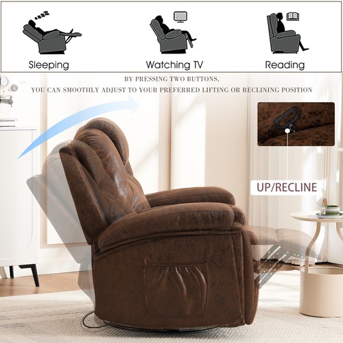 Extra Wide Recliner Chair Swivel Rocker Recliners Hidden Cup Holders - Picture 5 of 11