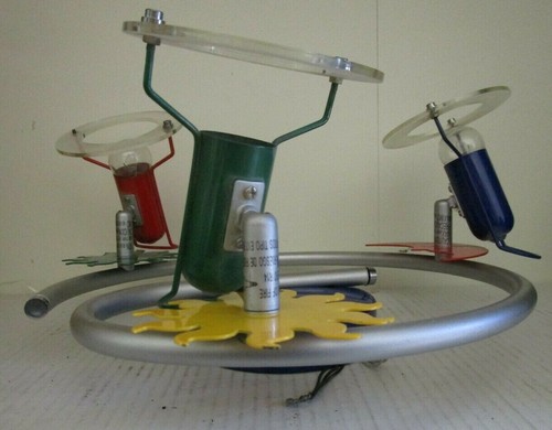 Silver spiral primary colors 1970s 80's sun moon blue green red funky light !!! - Picture 3 of 6