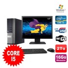 Pack PC Dell Optiplex 990 SFF I5-2400 3.1GHz 16Go 2000Go DVD Wifi W7+Schirm 17 "