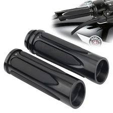 Black Soft Touch Hand Grips For Harley Touring Street Road Glide Electra Glide 