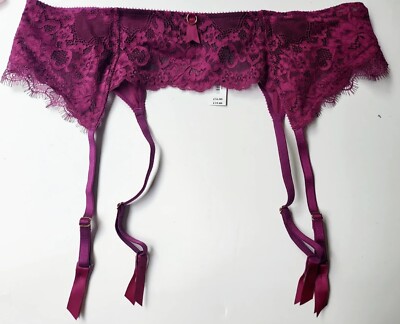 Ann Summers The Beloved Suspender Belt L 16-18 Burgungy New Tag