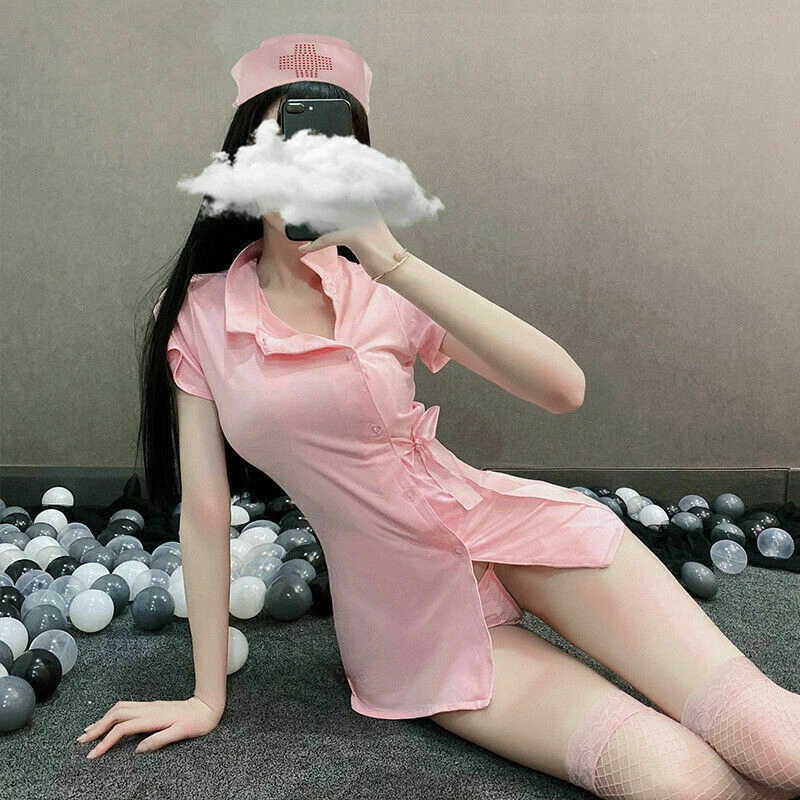 Womens Lingerie Babydoll Underwear Sexy Nurse Uniform Cosplay Secretary Dress - Image 4 of 4