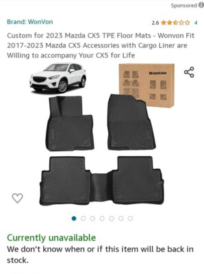 WonVon All Weather Floor Liner 2017/2023 Mazda CX5