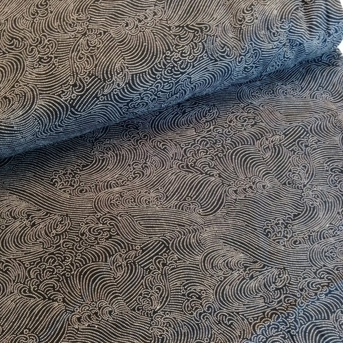 Tela de algodón japonesa Kasuri Traditional Indigo Waves por 50cm 88333D2-4 - Imagen 2 de 6