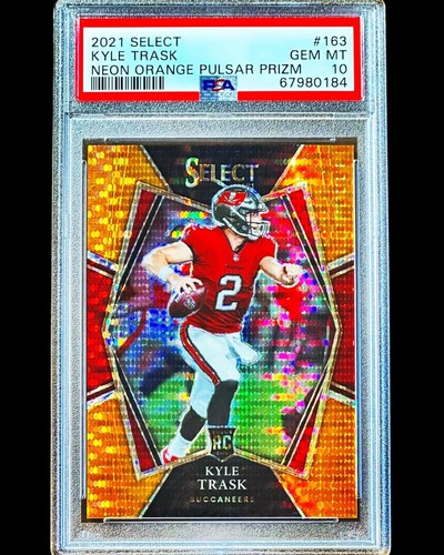 Kyle Trask RC - 2021 Select Premier NEON ORANGE PULSAR PRIZM /7 - PSA 10 - Pop 2 - 第 1/4 張圖片