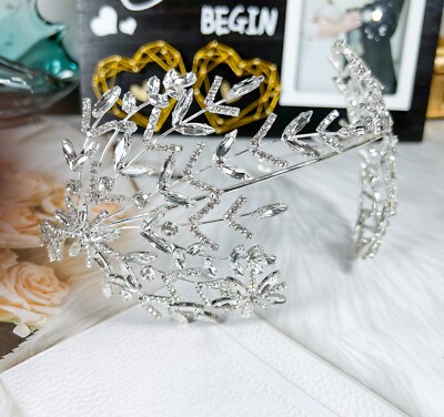 Crystal Bridal Headband, Crystal Bridal Hairpiece, Wedding Headband, Gold Crown Bridal Crystal Thin Headband, Silver Gold Headband, Silver  main image 3