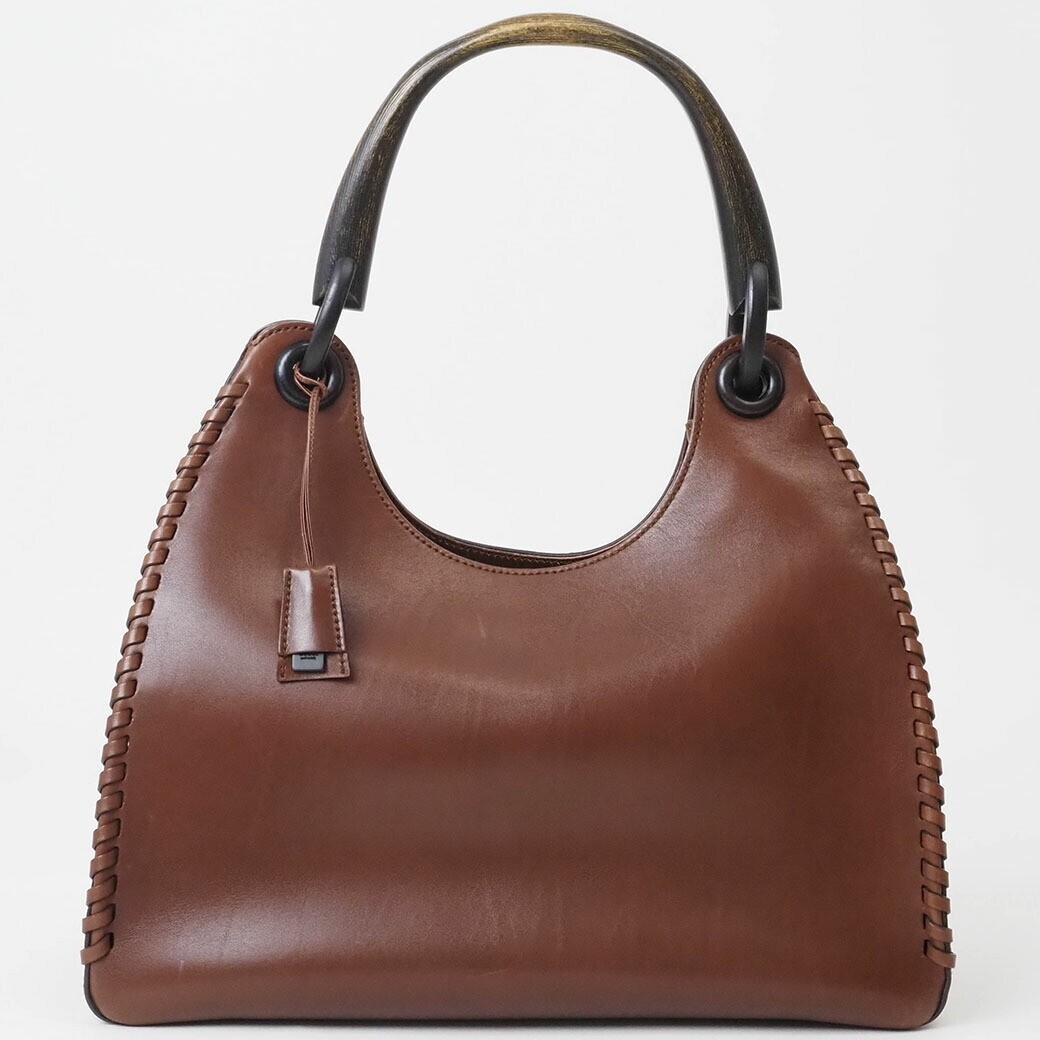 GUCCI Wood Handle One Shoulder Bag Brown 106236 Leather GUCCI Wood Handle One Shoulder Bag Brown 106236 Leather