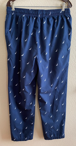 Nautica Men's Navy Blue 100% Cotton Pajama Pants Sail Boat Design w/Fly size L - Picture 3 of 3