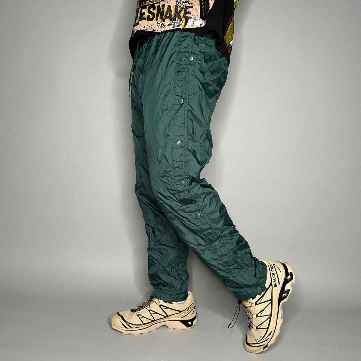 Vintage Breakaway Track Pants Mens S Green Nylon Joggers