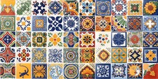 SET 003 contain 50 Mexican 2x2 Ceramic Tiles Handmade Talavera Clay Tile