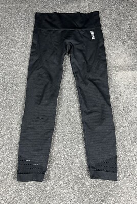 Gymshark Energy Seamless Crop Leggings Womens Small Black Mid Rise Tight Ladies