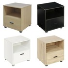 Bedside Table Wooden Cabinet with Drawer & Shelf Nightstand Side End Table Chest