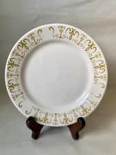 Homer Laughlin 8' Round Dessert Plate Set of 4 W/Gold Flourish • Made In USA