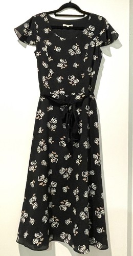 Laura Ashley Black Floral Dress Size 8. Excellent Condition