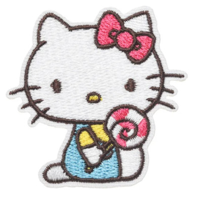 HELLO KITTY with Candy - Embroidered Iron-On Patch
