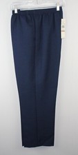 ALFRED DUNNER Women's Navy Blue Pull-on Dress Pants SZ 12P Elastic Waist NWT