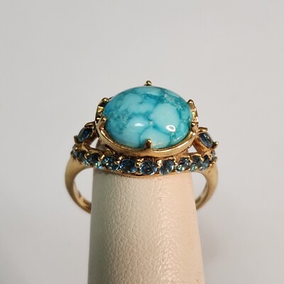 Rarities by Carol Brodie Crown Spring Turquoise Blue Topaz Vermeil Ring Sz 