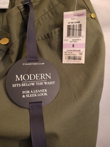 NEW Charter Club Women's 6 Modern Fit Slacks Trouser Pants Stretch Cotton Green