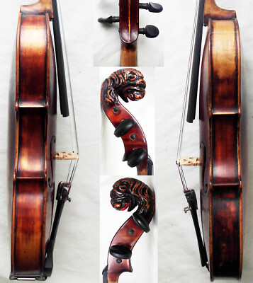 FINE OLD LIONHEAD VIOLIN - VIDEO - ANTIQUE RARE LION HEAD