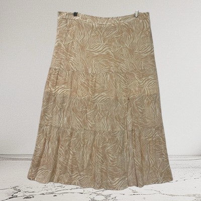 Nine West Animal Print Tiered Midi Skirt Women s Size XXL Casual Career Party