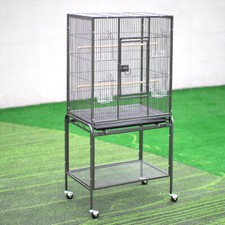 Metal Bird Cage Parrot Cockatiel Budgie Lovebird Canary Finch Stand With Wheels