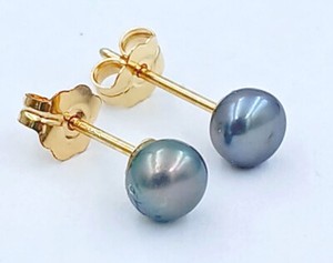 GENUINE TAHITIAN PEARLS STUD EARRINGS 14K YELLOW GOLD - 4 mm - Made in USA - NWT