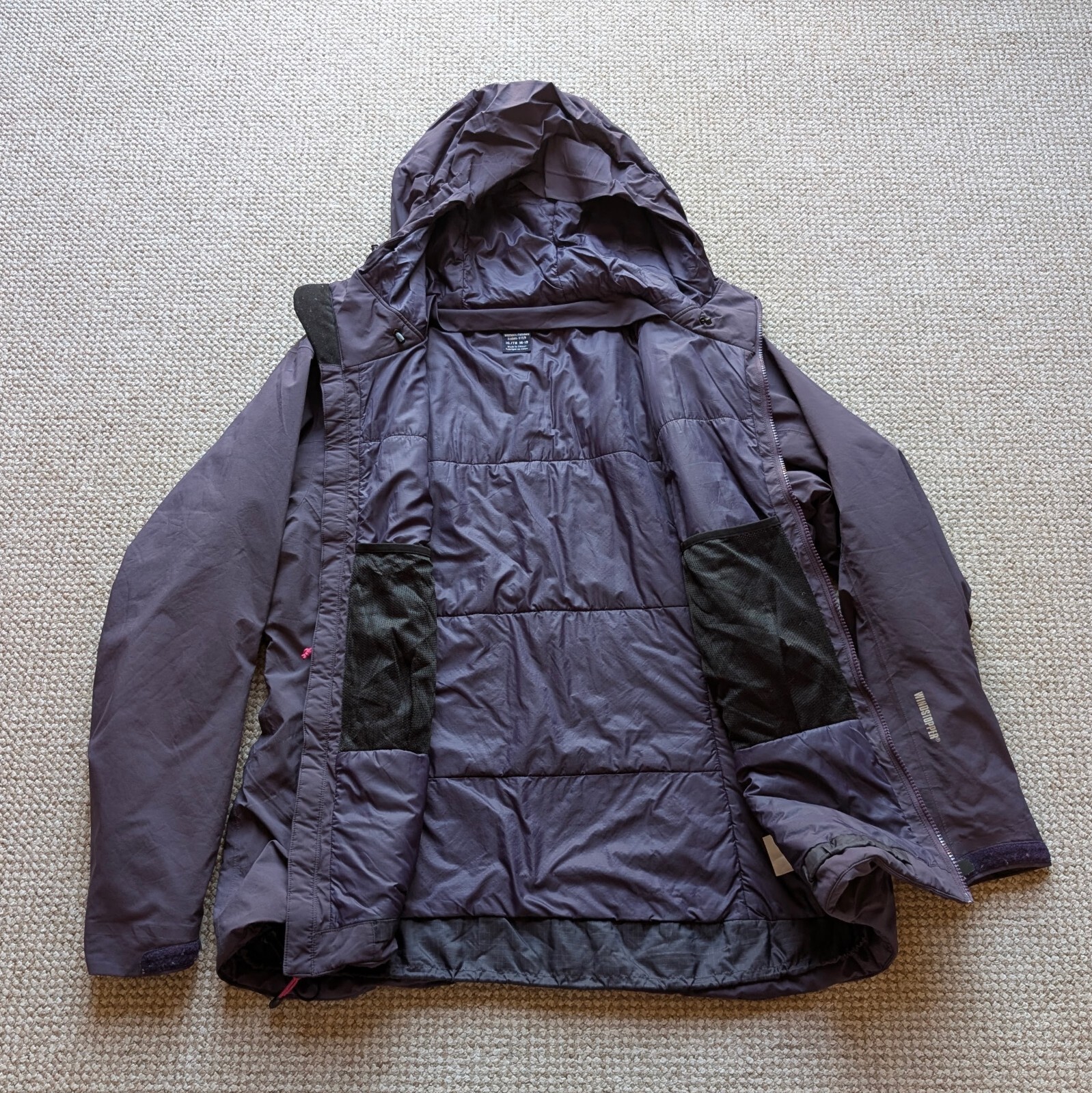 Arc'teryx Kappa Felpa con Cappuccio Windstopper Giacca Isolata Viola Donna XL #ARC398
