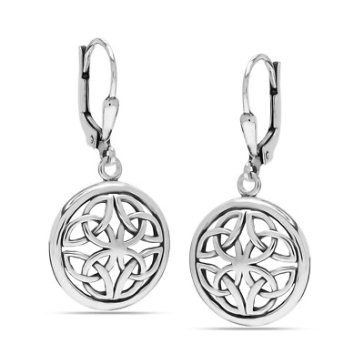 925 Sterling Silver Italian Antique Celtic-Knot Drop Dangle Earrings for Women