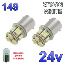 2 x White 24v LED BA15s 149 R5W 8 SMD Number Plate Interior Bulbs HGV Truck