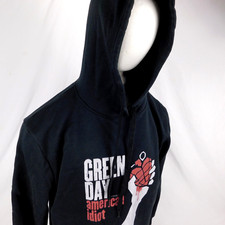 Green Day American Idiot Men Black Hoodie Sweatshirt Pullover Punk Rock Sz 2XL